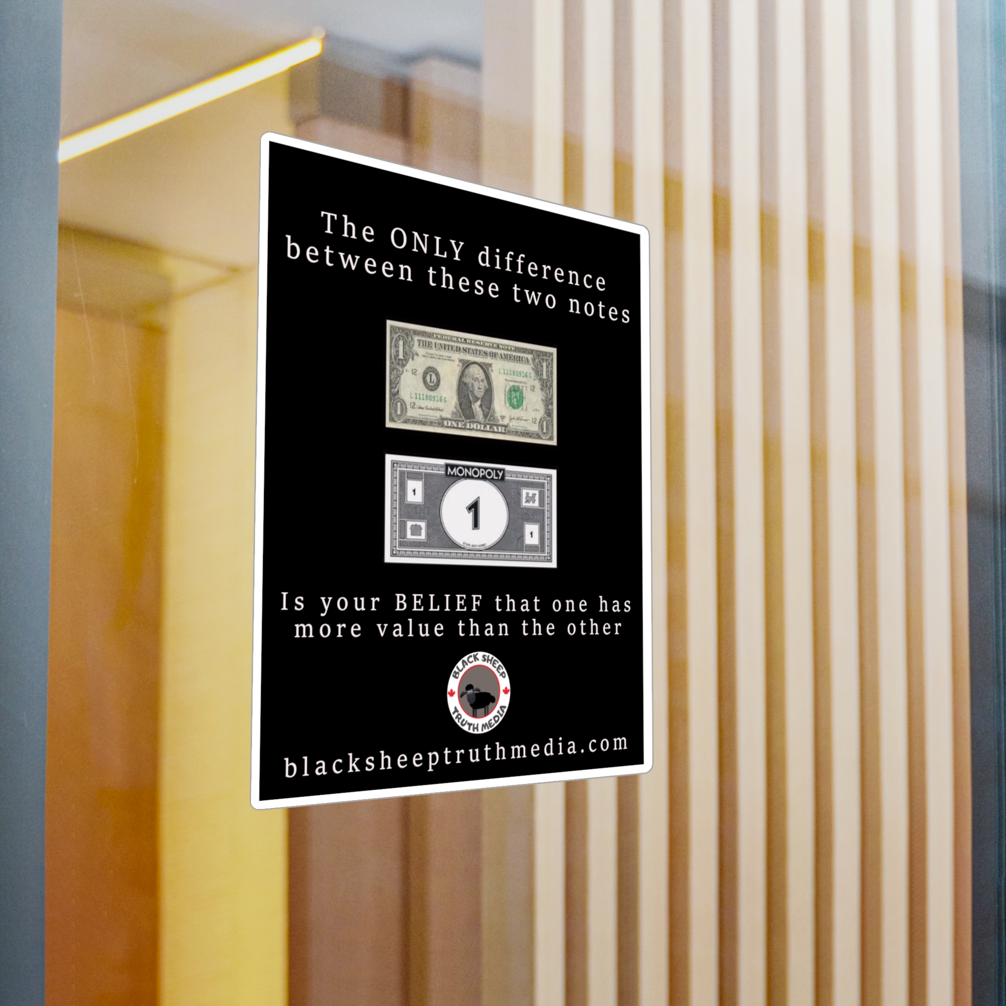 Kiss-Cut Vinyl Decal — "The ONLY difference between these two notes" Money vs Monopoly Value Sticker - Image 14