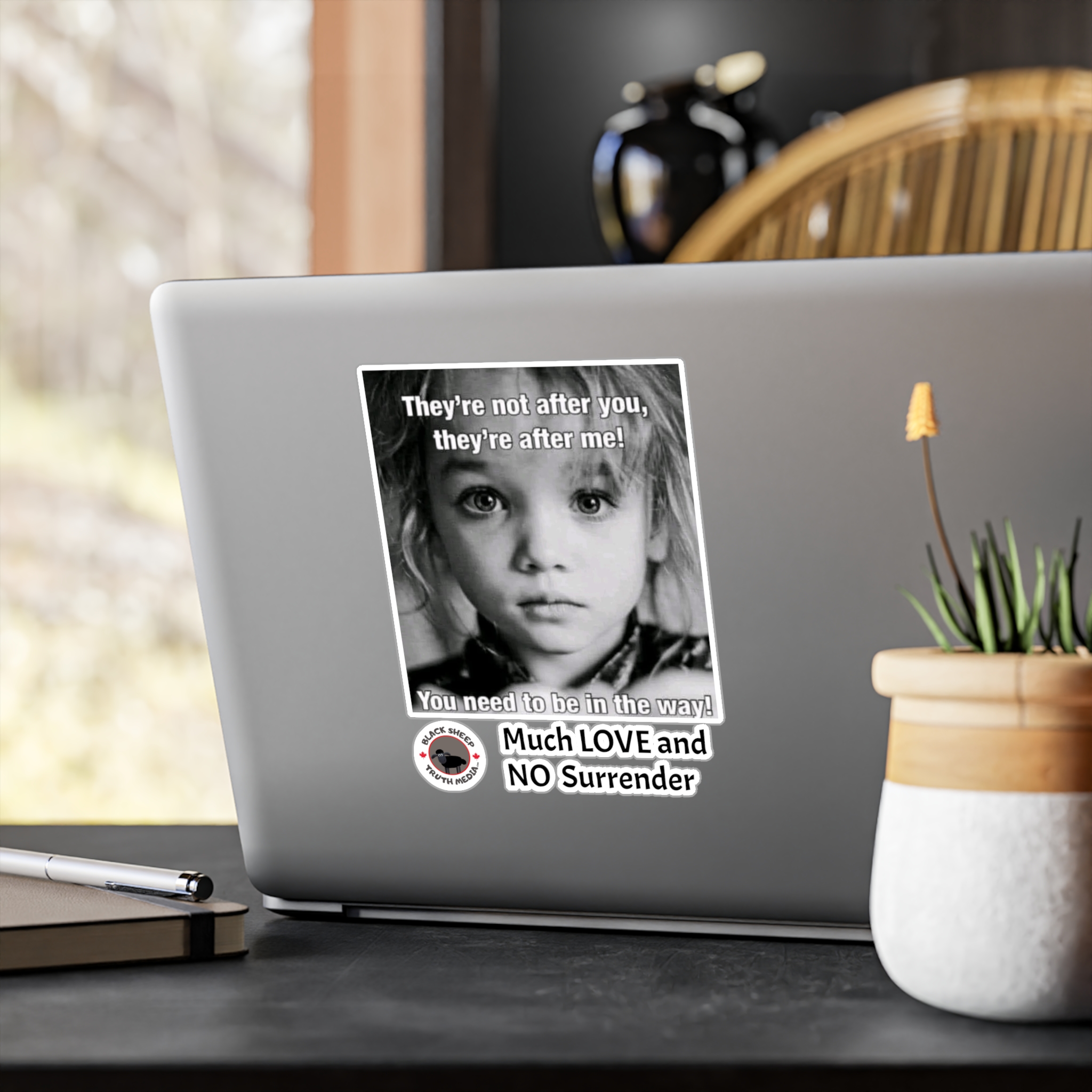Kiss-Cut Vinyl Decal — 'They're Not After You, They're After Me' Black & White Photo Sticker - Image 12