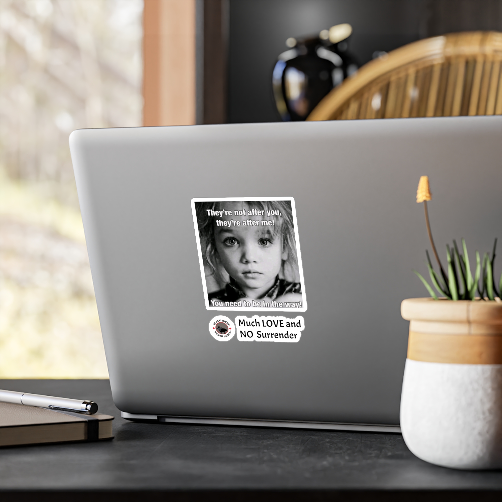 Kiss-Cut Vinyl Decal — 'They're Not After You, They're After Me' Black & White Photo Sticker - Image 8
