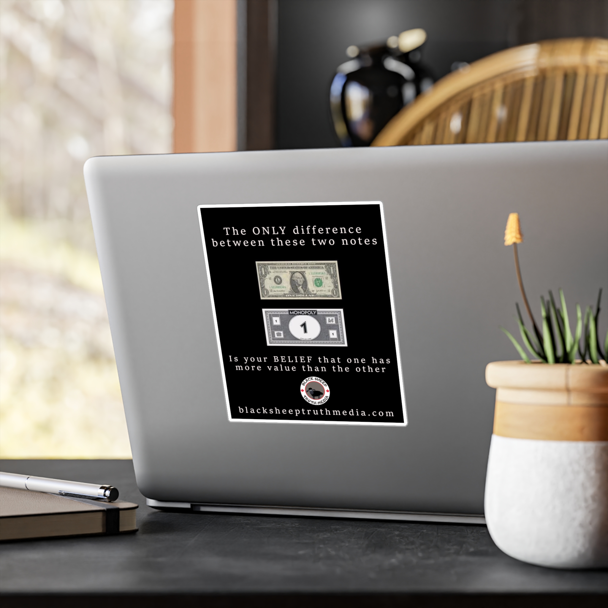 Kiss-Cut Vinyl Decal — "The ONLY difference between these two notes" Money vs Monopoly Value Sticker - Image 12